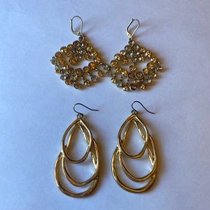 Two Pairs of Gold Tone Earrings